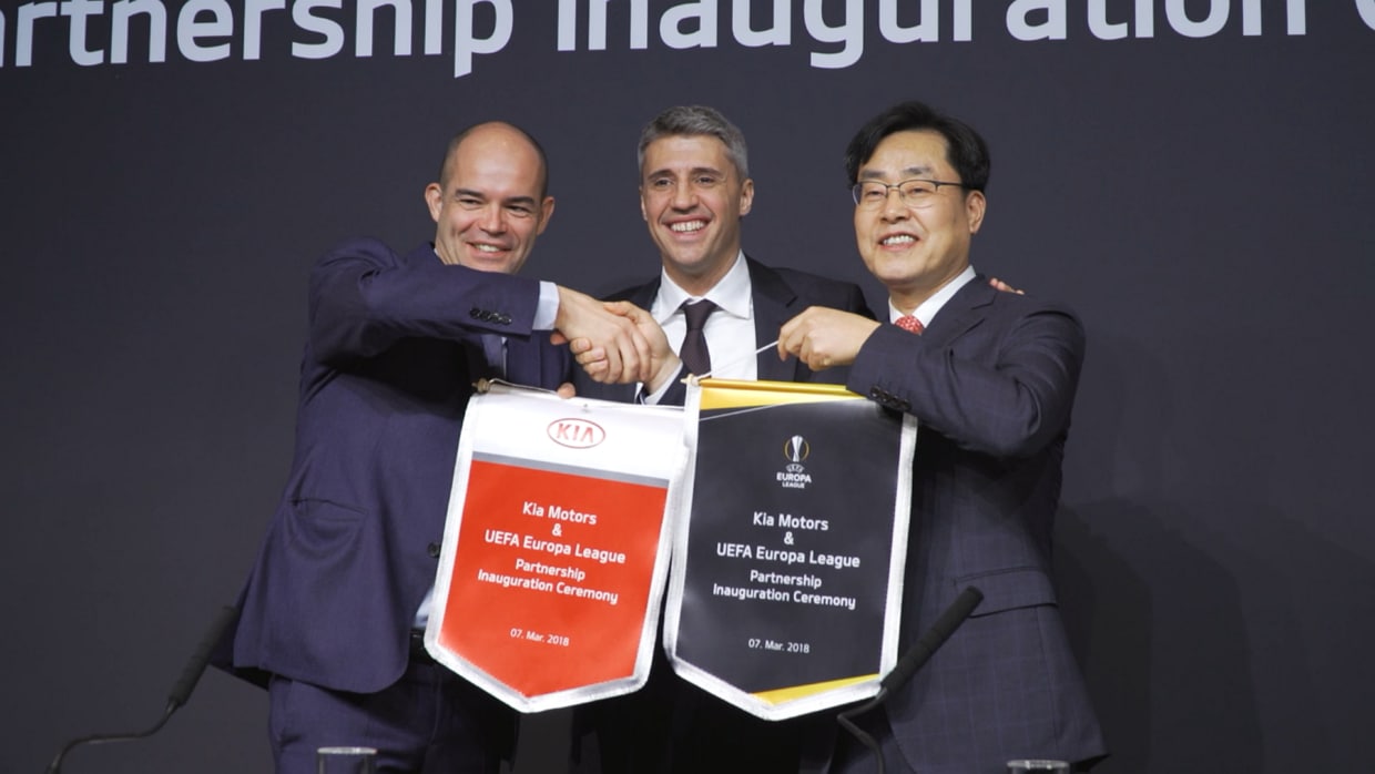 KIA celebrating three-year sponsorship agreement for the UEFA Europa League