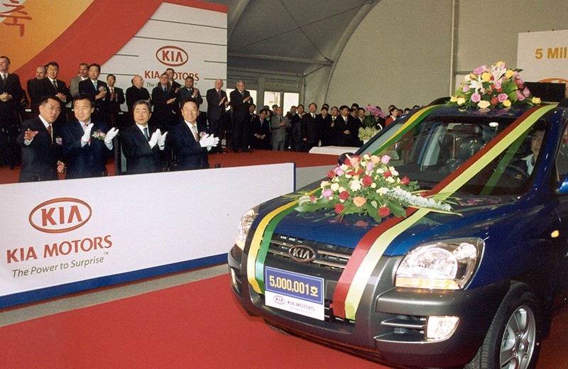 In 2005 Kia's cumulative exports exceed 5 million units